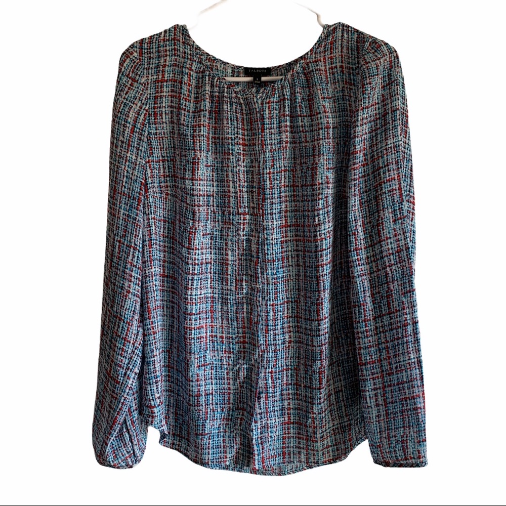 Talbots blue button down blouse size Small